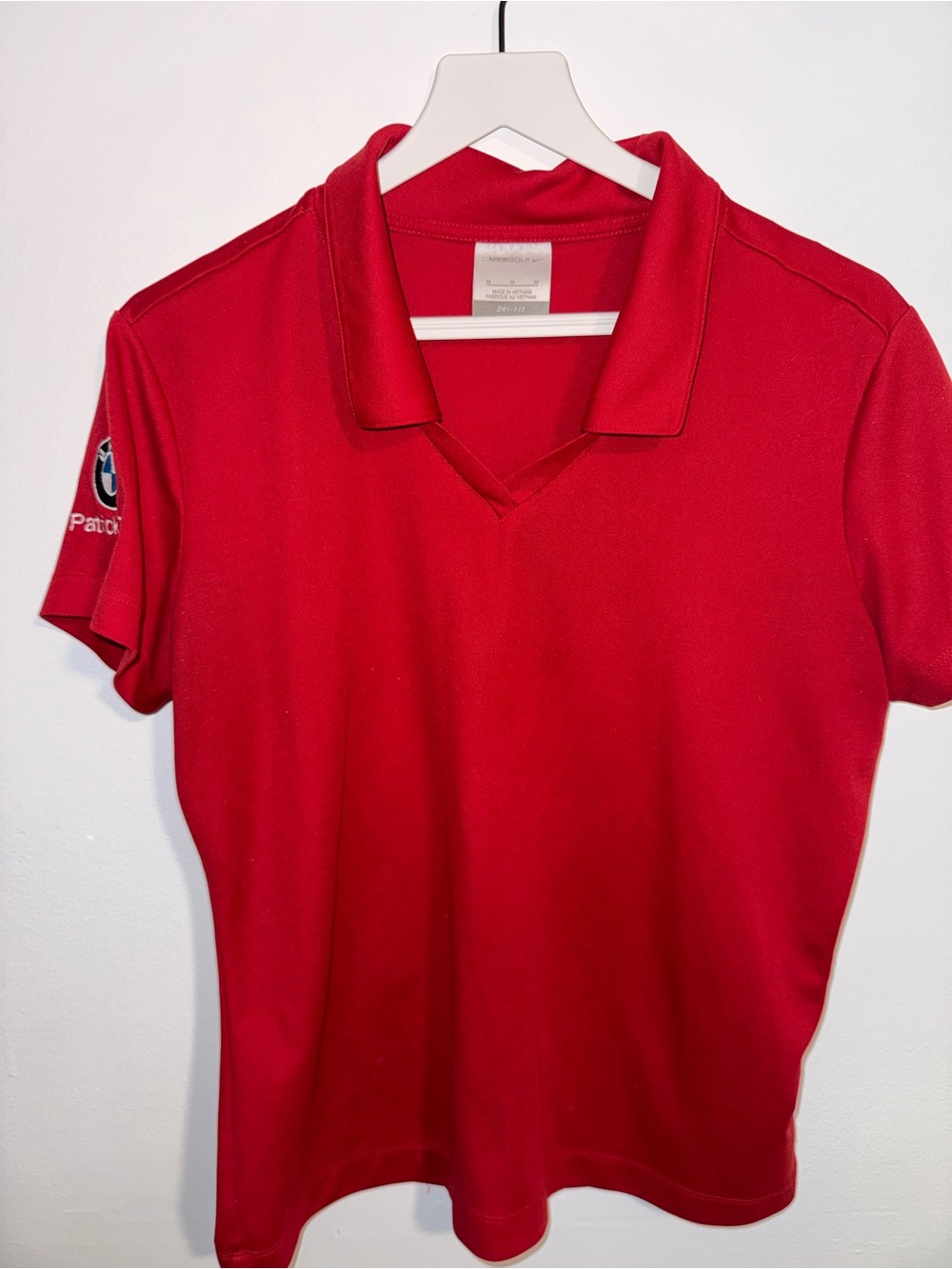 Nike Red Polo Shirt with V-Notch Collar